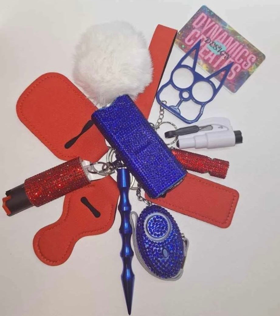 Blue & Red Safety Keychain Set
