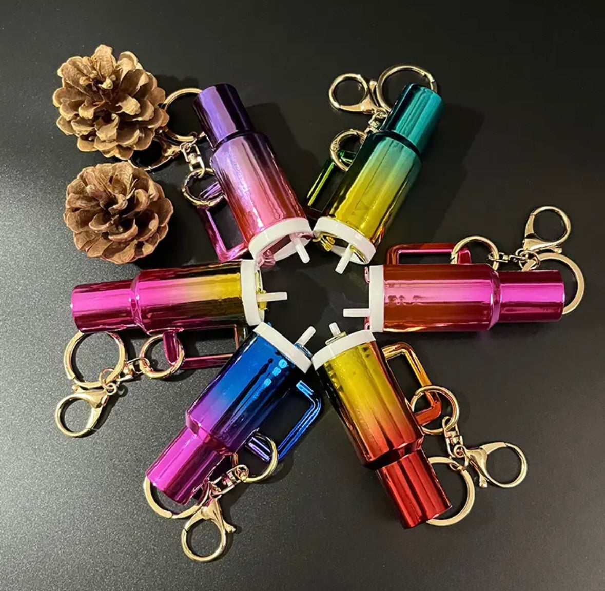 6pcs mini tumblers keychain
