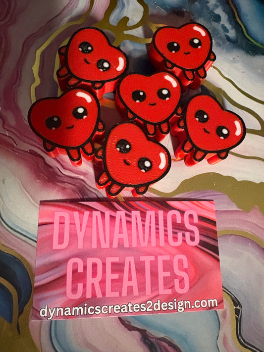 3D Heart Shape Set Of 6 Straw Toppers