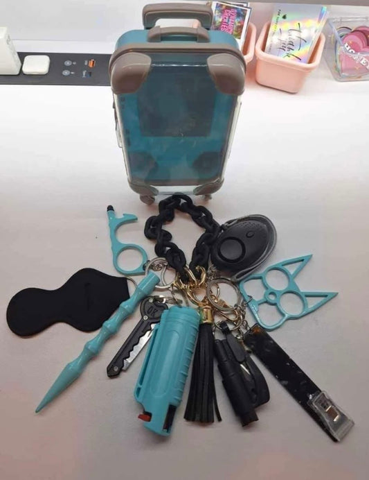 Turquoise Keychain with suitcase