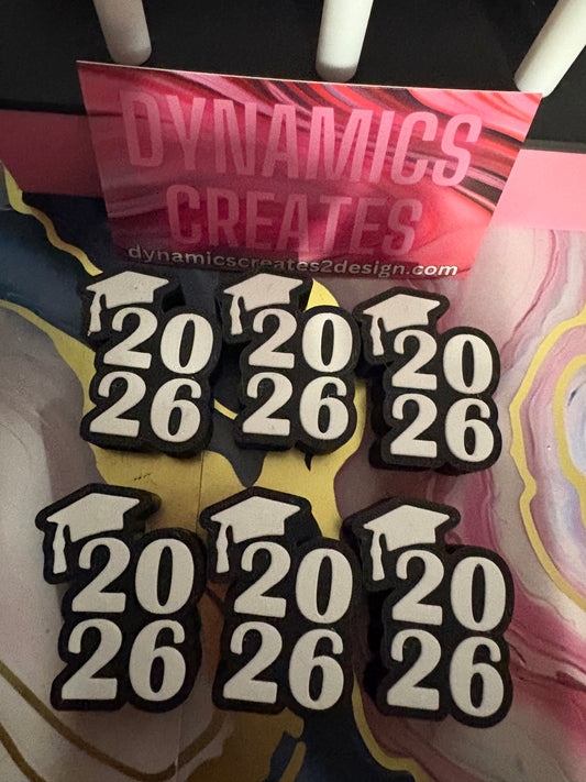 Set of 6 3D 2026 Graduate Straw Toppers