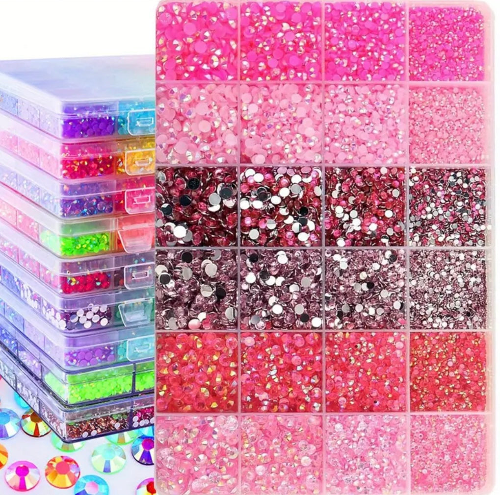 2 3 4 5mm Pink AB Resin Flatback Rhinestones Kit, Jelly Resin Non-Hotfix Rhinestones for Crafts DIY Design, Tumblers, Clothes, Nail Art